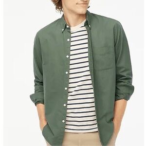 J. Crew Factory Slim Flex Oxford Cotton Button Down Green Shirt